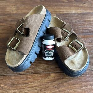 Birkenstock Arizona Pap Chunky Size 38 or Women’s 7-7.5 Dark Tea/Black Platform